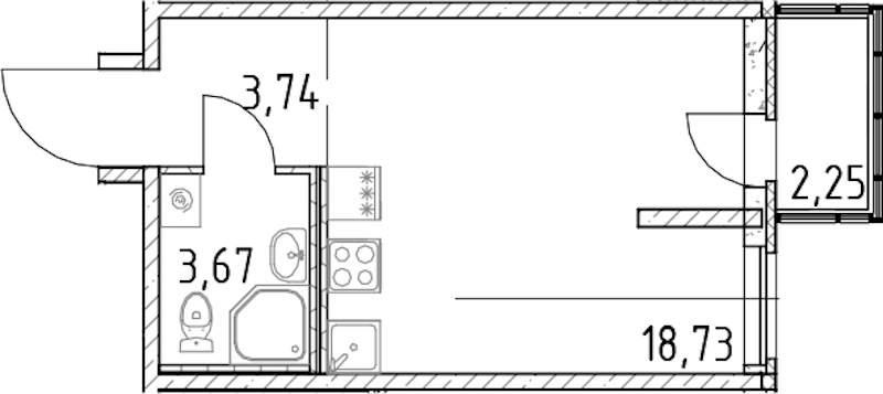 Квартира студия 26.14 м², 7/23 эт., ЖК «Город Первых»